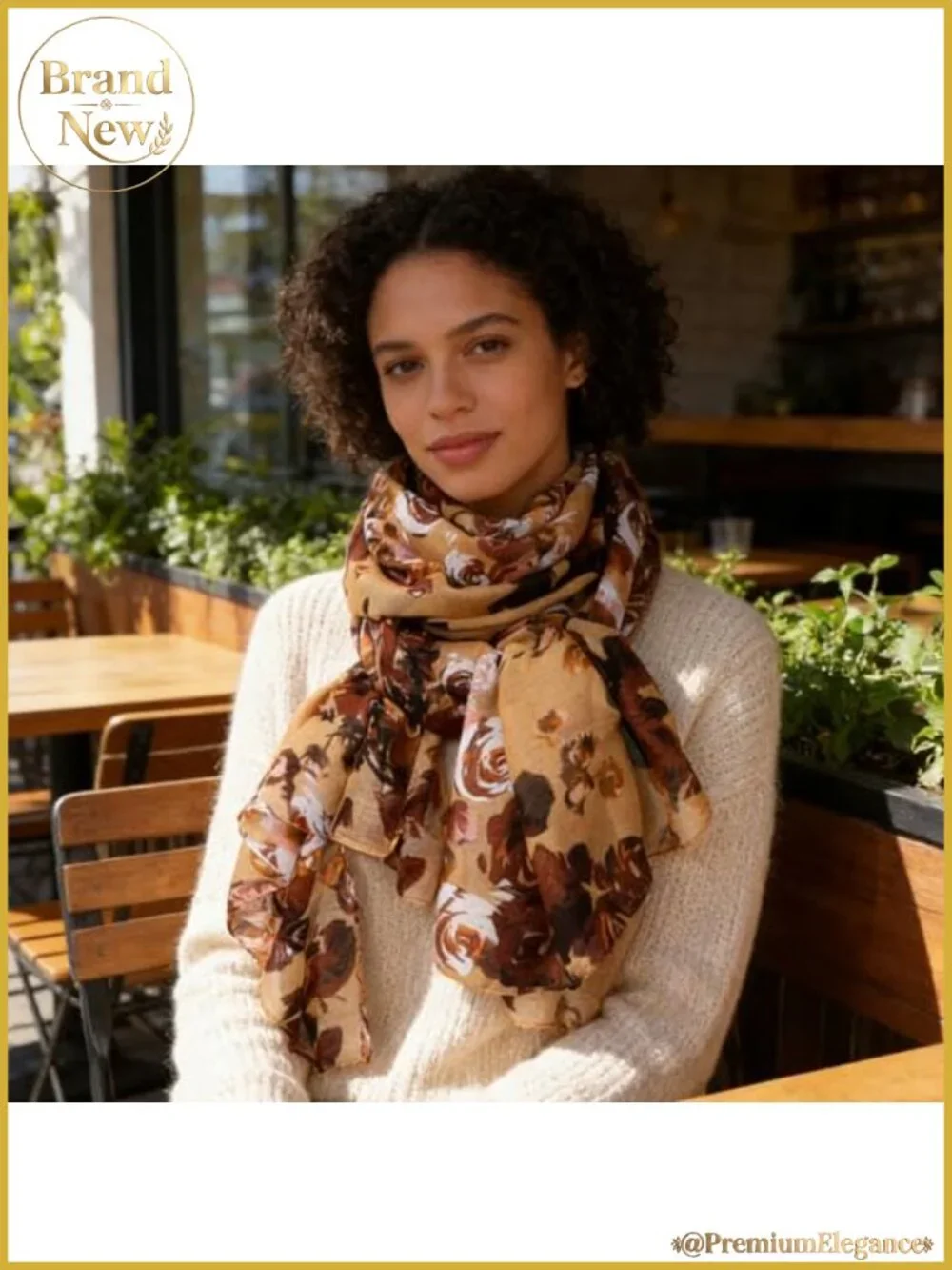 Floral Printed Scarf Lightweight Cotton Polyester Shawl Wrap